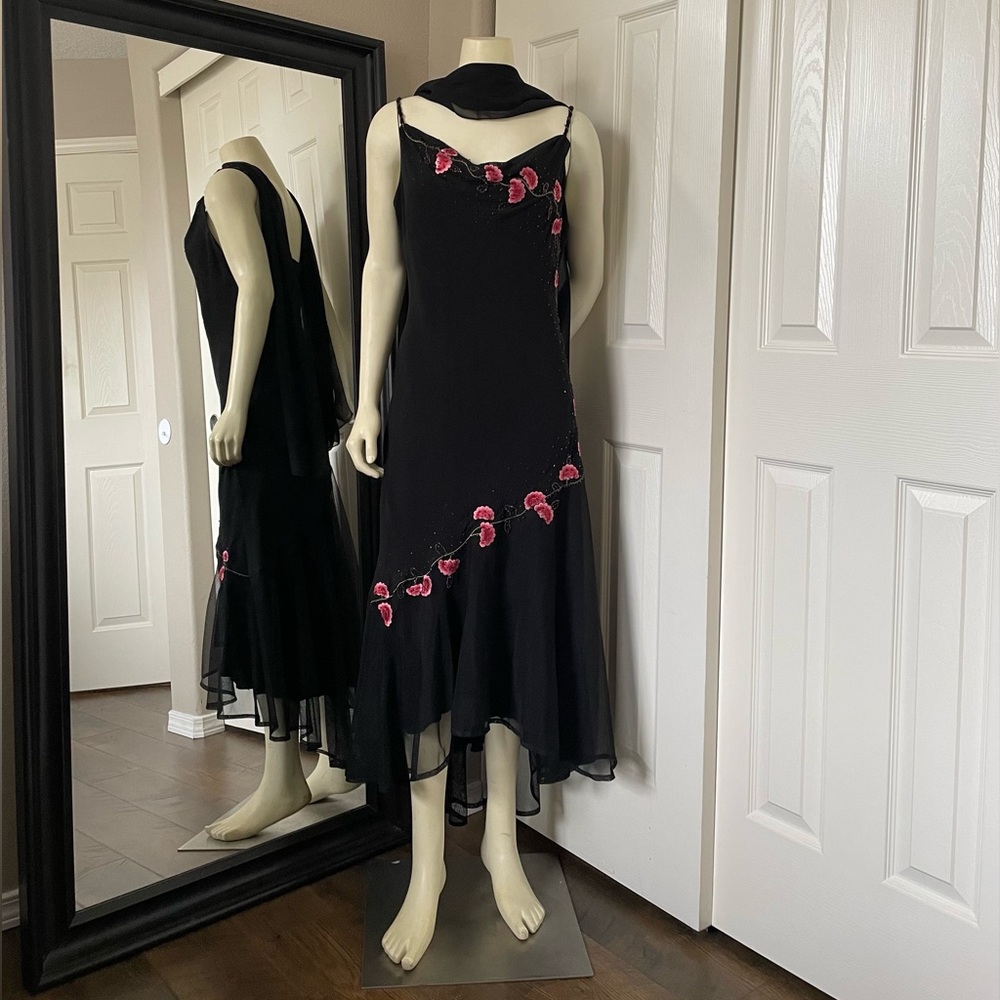 Vintage Dressbarn Beaded Asymmetrical Dress